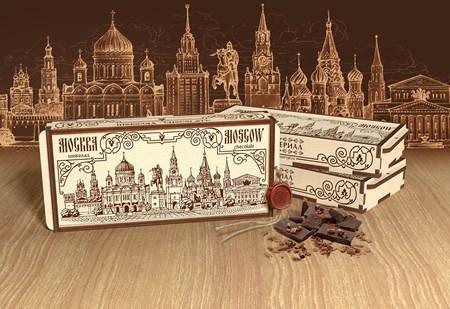 Schokolade "Moskau" in Holzschachtel 100 gr Шоколад «Москва» в деревянной шкатулке 100 г.