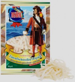 Tintenfischstreifen Original ​Natur Snack getrocknet - gesalzen 36g / Полоски кальмаров