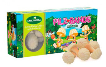 Pilz-Bande Mini Kekse mit weisser Fettglasur 60g Pilz-Bande Веселые грибочки вкус белого шоколада 6