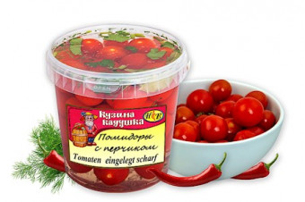 Kuz.Kad. kleine Tomaten malosol mit Peperoni 1l Куз. Кадушка Помидоры малосольные с перчиком 1л