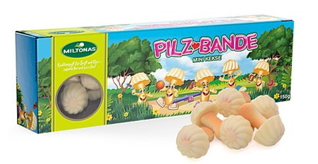 Pilz-Bande Mini Kekse mit weisser Fettglasur 150g Pilz-Bande Веселые грибочки вкус белого шоколада